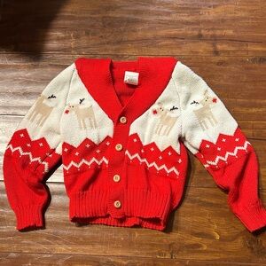 Adorable reindeer button up winter cardigan sweater 12-18 mo